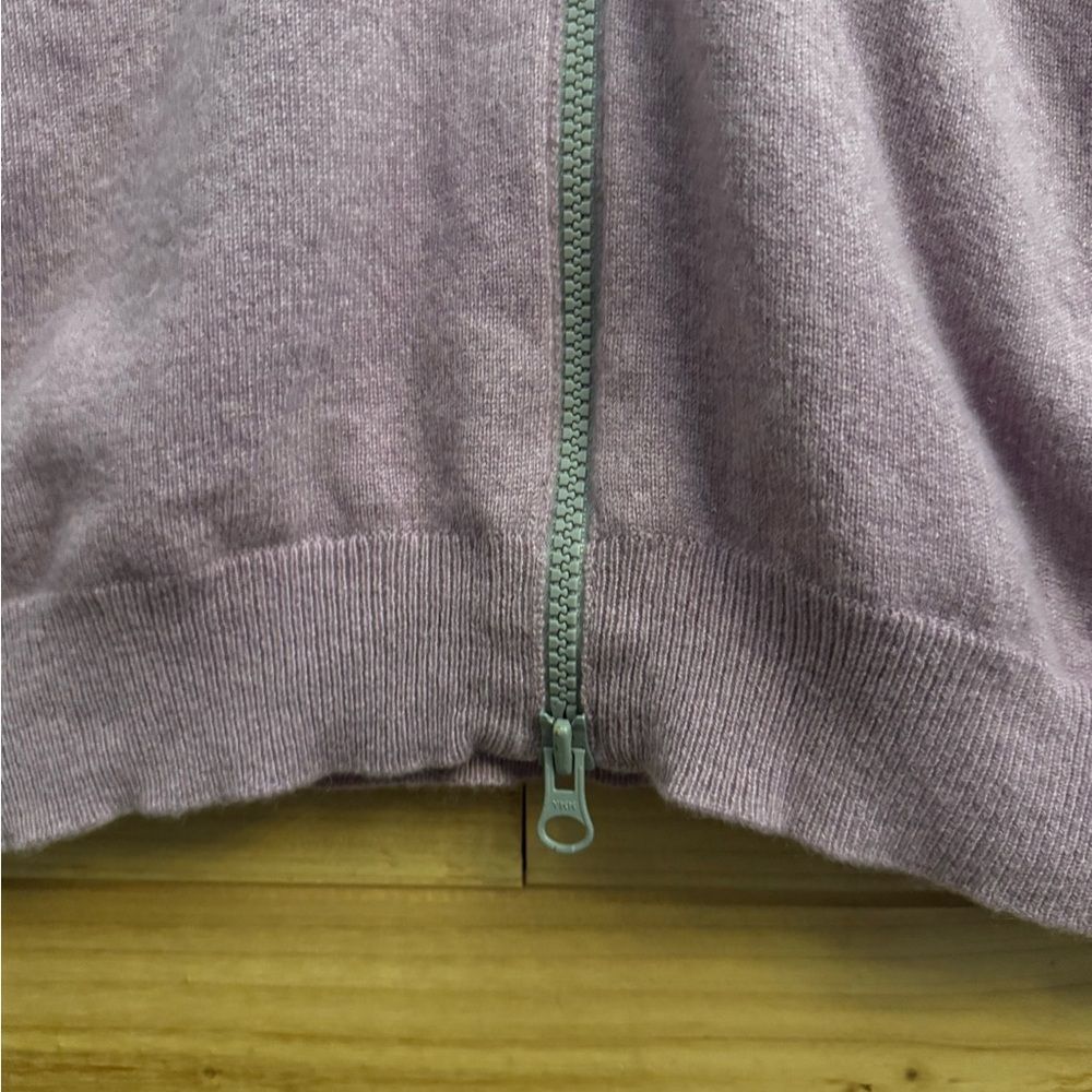 Brunello Cucinelli Size Medium Pink Purple Double Zipper Ruched Cashmere Sweater - Picture 8 of 14